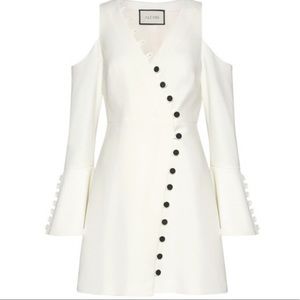 ALEXIS White Galen Button Bell Sleeves Mini Dress